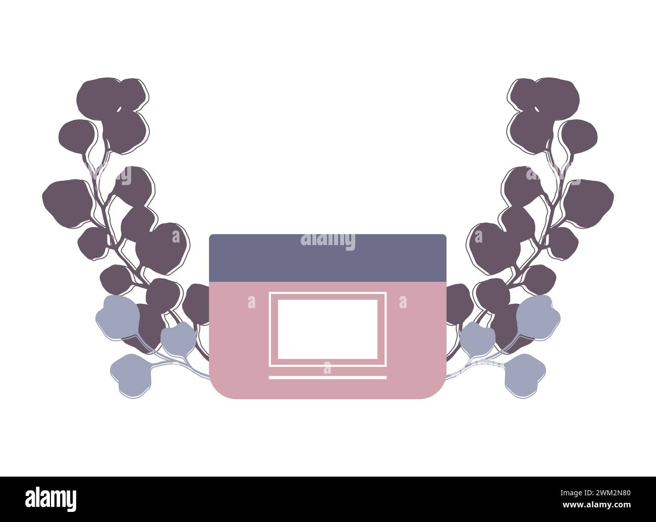 Icône de produit cosmétique. Récipient abstrait avec une crème pour le visage pour la beauté et les soins de la peau. Décoré de plantes. Illustration vectorielle Illustration de Vecteur