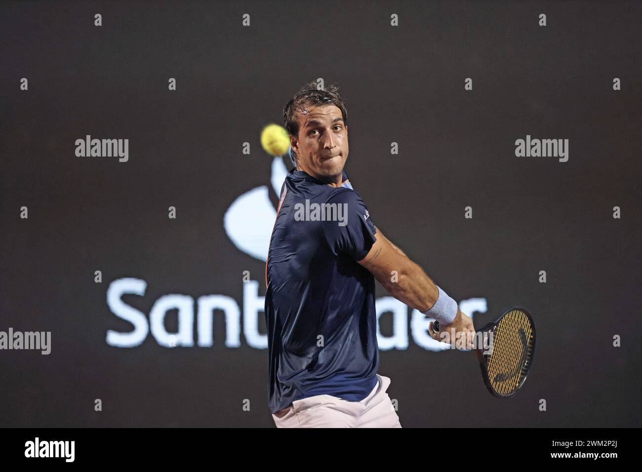 22 février 2024 : Jockey Club, Brasileiro, Brésil : tournoi de tennis Rio Open : Felipe Meligeni Alves (BRA) contre Thiago Monteiro (BRA) Banque D'Images