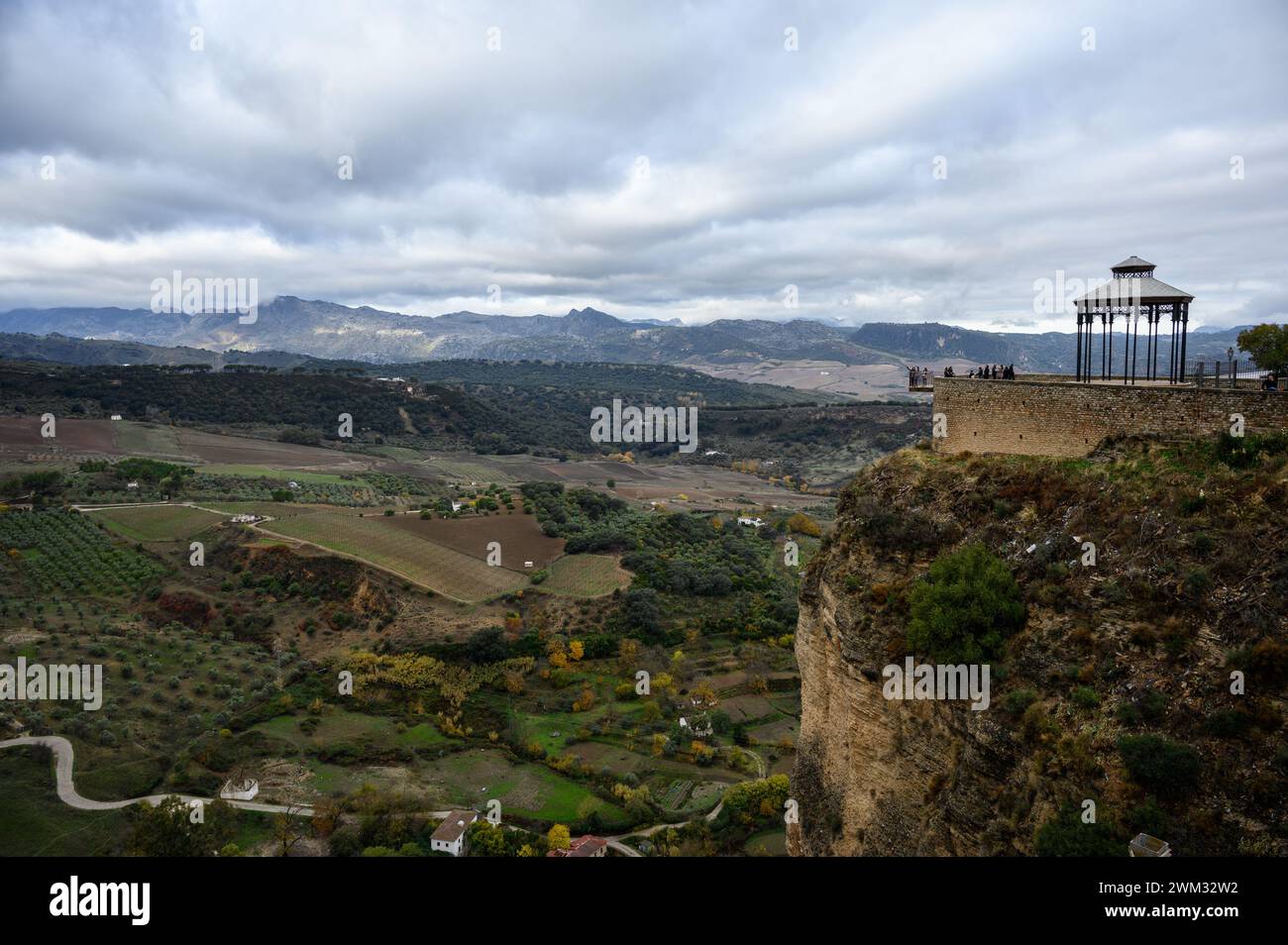 Paysage du point de vue de Tajo un matin d'hiver, Ronda, Malaga, Espagne. Banque D'Images