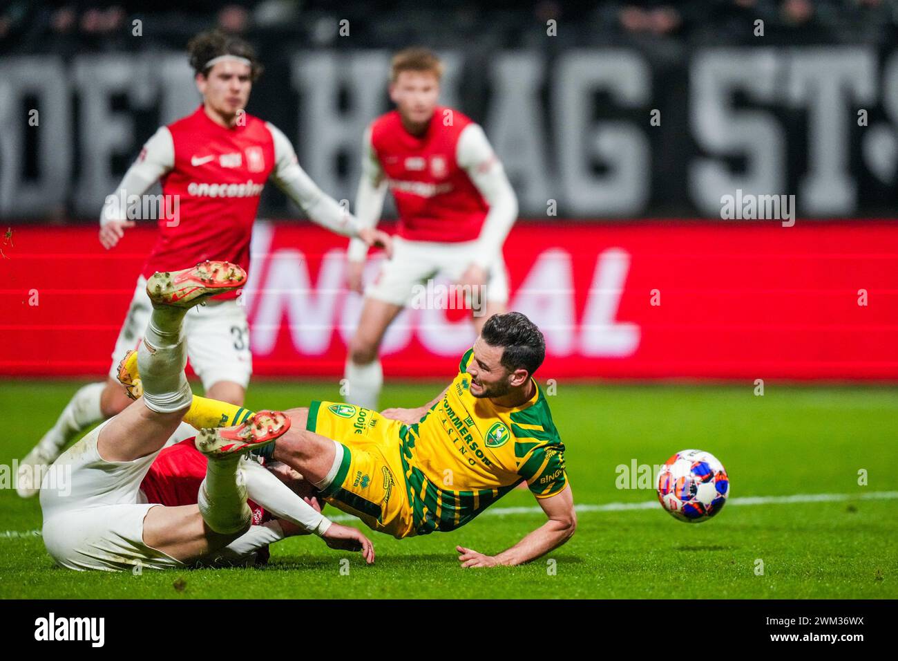 Den Haag, pays-Bas. 23 février 2024. DEN HAAG, 23-02-2024, Bingoal Stadium, Néerlandais Keuken Kampioen Divisie Football saison 2023/2024. Correspondance entre ADO et MVV. Alex Schalk joueur d'ADO Den Haag crédit : Pro Shots/Alamy Live News Banque D'Images