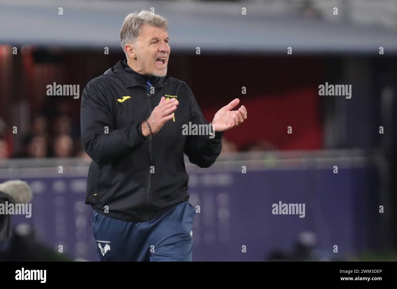 Bologne, Italie. 23 février 2024. Foto Michele Nucci/LaPresse 23 Febbraio 2024, Bologne, Italia sport, calcio. Bologna fc vs. Hellas Verona fc - Campionato di calcio Serie A TIM 2023/2024 - stadio Renato Dall'Ara Nella foto : Marco Baroni (Hellas Verona fc) photo : Michele Nucci/LaPresse 23 février 2024, Bologne, Italie. sport, football. Bologna f.c. vs. Hellas Verona f.c. - Championnat Italien de Football League A TIM 2023/2024 - Renato Dall'Ara stade dans la photo : Marco Baroni (Hellas Verona fc) crédit : LaPresse/Alamy Live News Banque D'Images