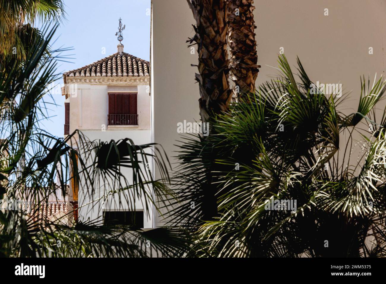 Mur extérieur blanc du bâtiment du musée Picasso à Malaga, Espagne Banque D'Images