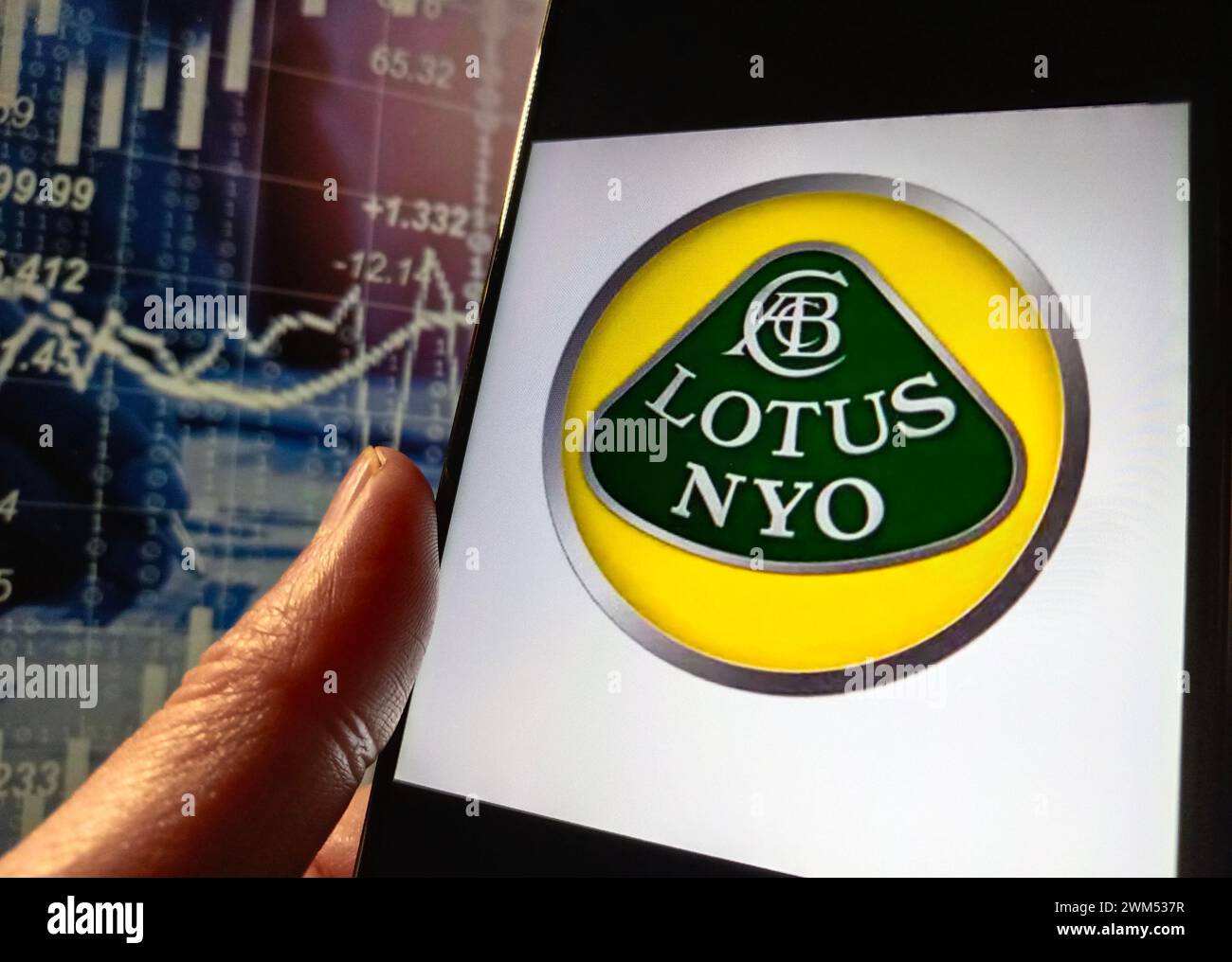 SUQIAN, CHINE - 24 FÉVRIER 2024 - illustration Lotus devient public aux États-Unis, 24 février 2024, Suqian, Jiangsu, Chine. Banque D'Images