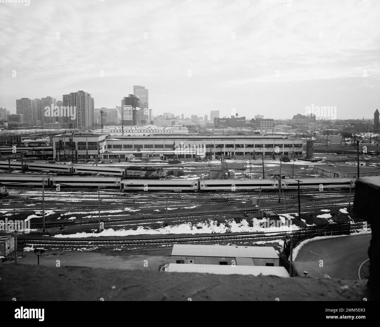 Delaware, Lackawanna and Western Railroad Freight and Rail Yard, multiple Unit Light inspection Shed, New Jersey transit Hoboken terminal Rail Yard, Hoboken, comté d'Hudson, New Jersey Banque D'Images