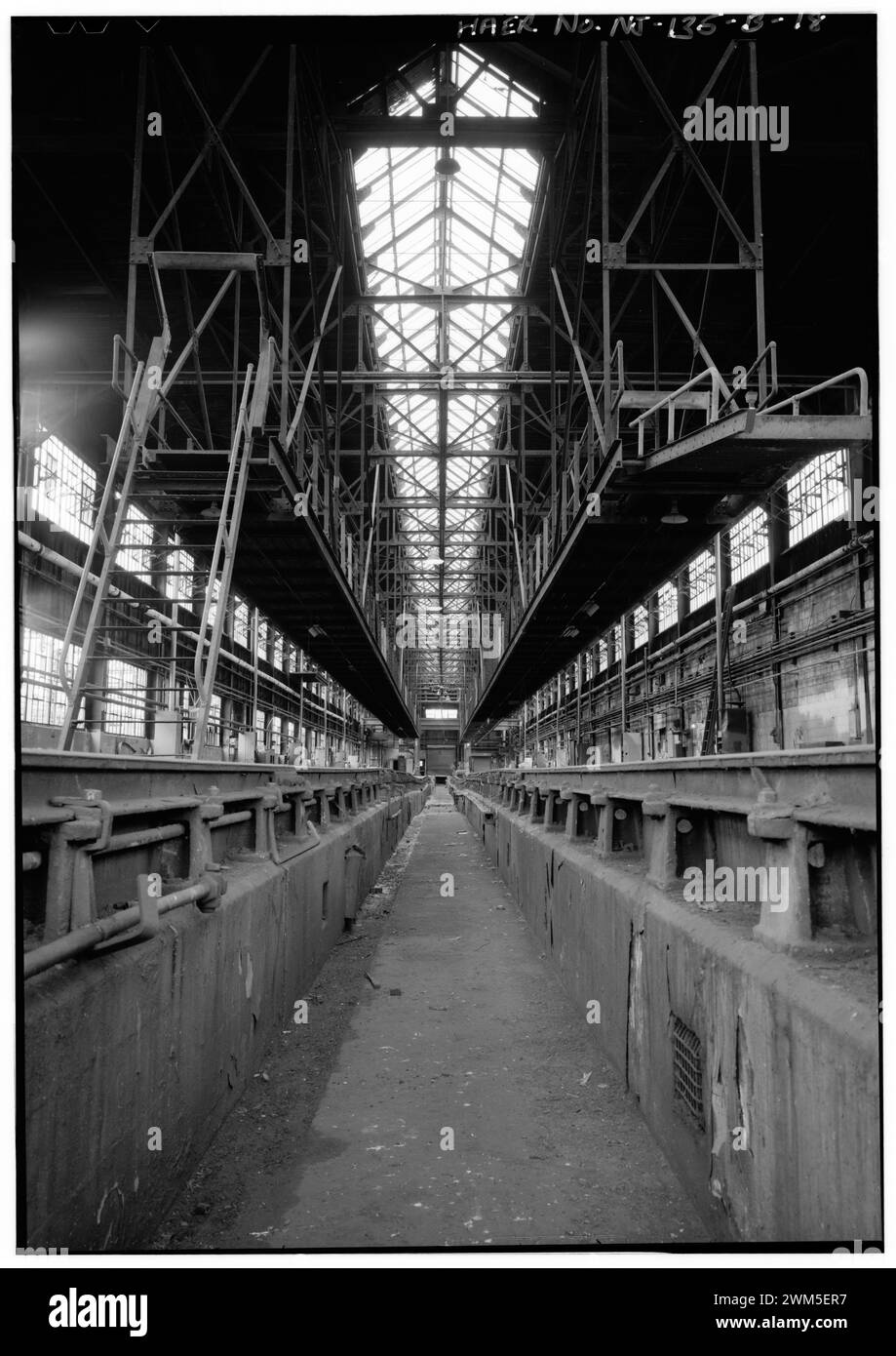 DÉTAIL, FOSSE D'INSPECTION - Delaware, Lackawanna and Western Railroad Freight and Rail Yard, multiple Unit Light inspection Shed, New Jersey transit Hoboken terminal Rail Yard Banque D'Images