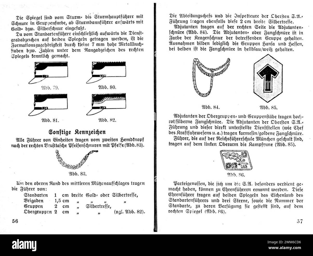 Beppo Bässler - Aufbau und Abzeichen der NSDAP sa SS HJ PO NSBO DAF 1934 - 56-57 sa Sturmabteilung Mütze Sonstige Kennzeichen (structure du parti nazi insignes uniformes. Livret de propagande) Banque D'Images