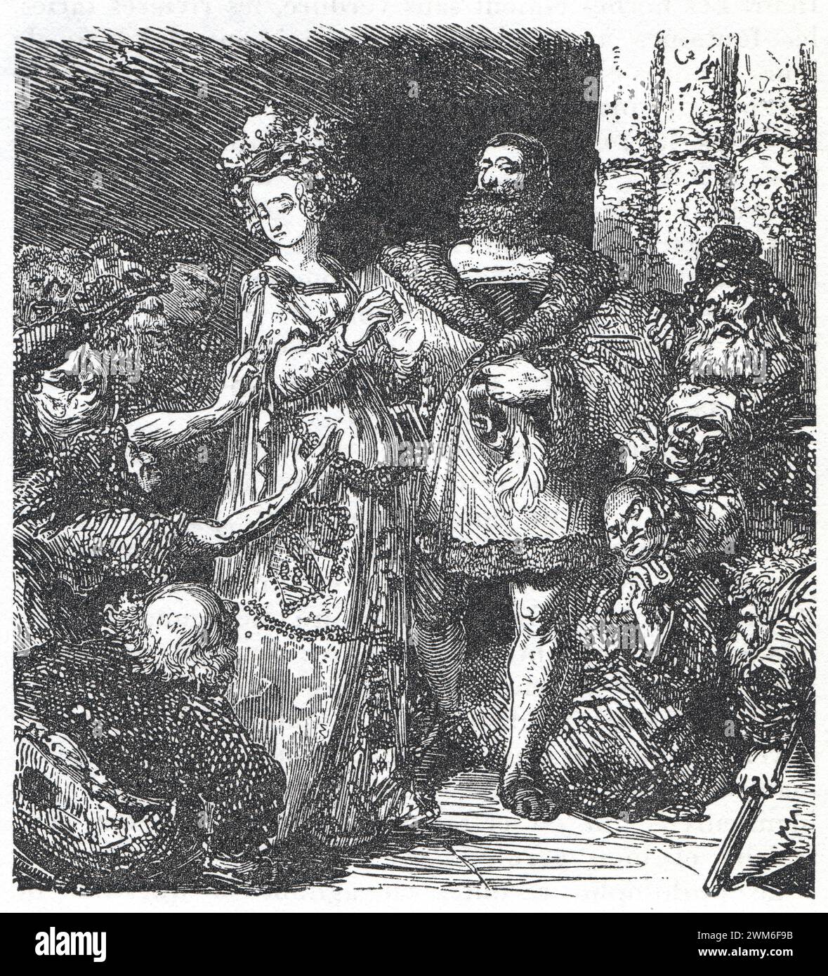 Gustave Doré. Illustration pour Gargantua de François Rabelais, parue dans Œuvres de Rabelais Banque D'Images