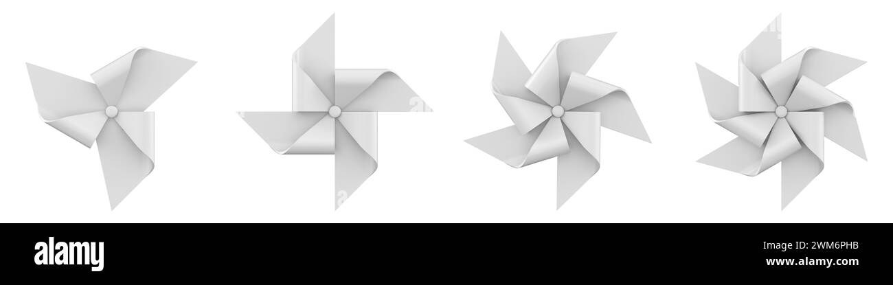 Collection de pinwheel blanc illustration de rendu 3D isolé sur fond blanc Banque D'Images