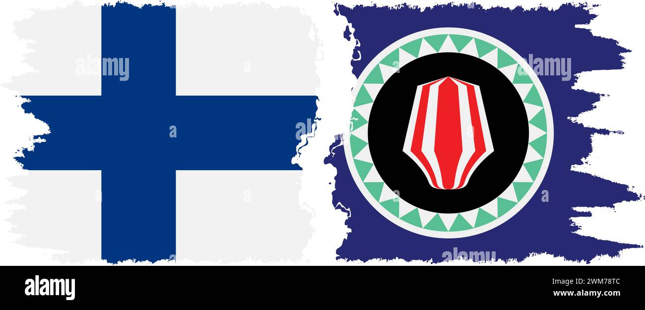 Bougainville et Finlande grunge drapeaux connexion, vecteur Illustration de Vecteur