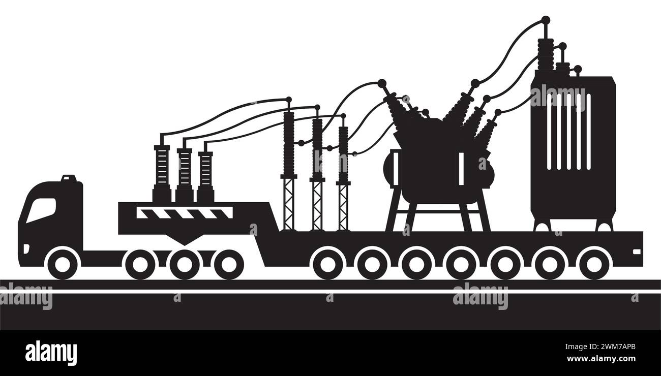 Transport de la sous-station du réseau électrique – illustration vectorielle Illustration de Vecteur