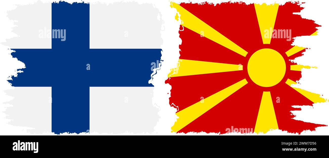 La Macédoine du Nord et la Finlande grunge drapeaux connexion, vecteur Illustration de Vecteur