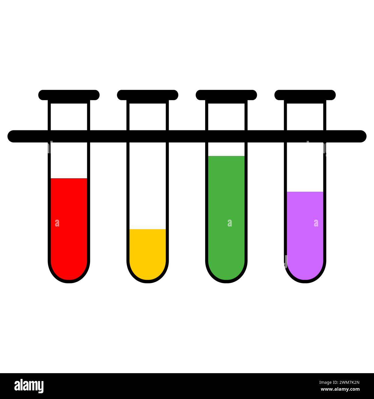 Icône de tube à essai. Icône du tube à essai illustration vectorielle EPS. Portoir pour tubes à essai chimiques avec flacons. Équipement de laboratoire chimique isolé sur blanc. Expérimentez. Illustration de Vecteur