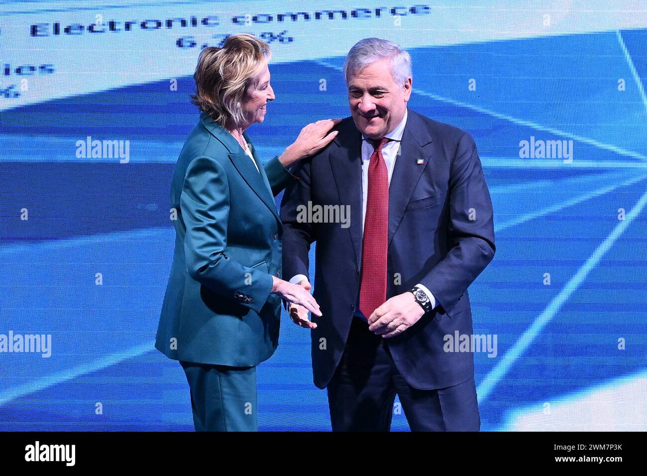 Rome, Italie. 24 février 2024. Letizia Moratti et Antonio Tajani lors du Congrès national Forza Italia le 24 février 2024 au Palazzo dei Congressi à Rome, Italie. Crédit : Live Media Publishing Group/Alamy Live News Banque D'Images