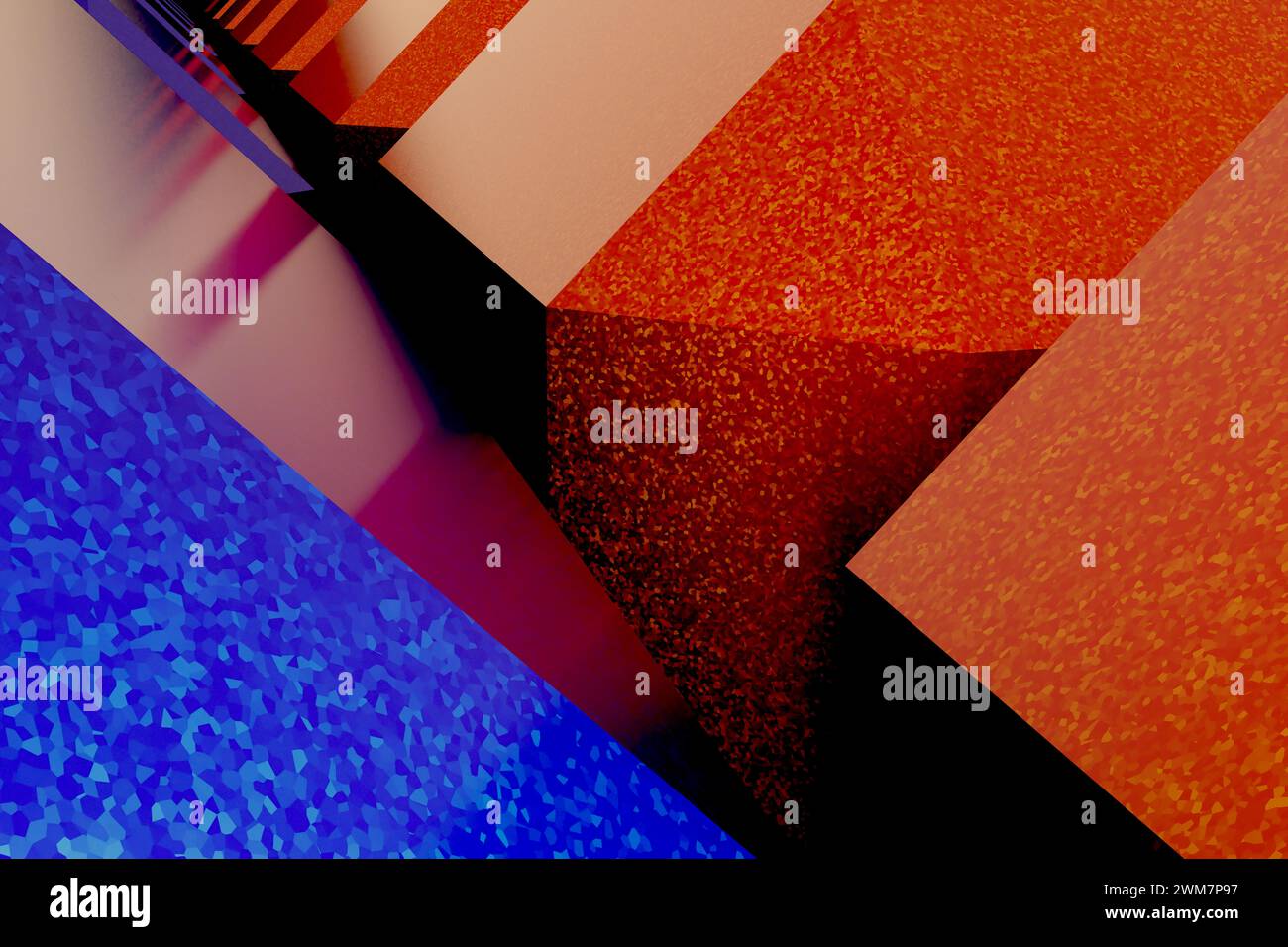 Bleu et Orange couleur Cube abstrait 3D. Banque D'Images