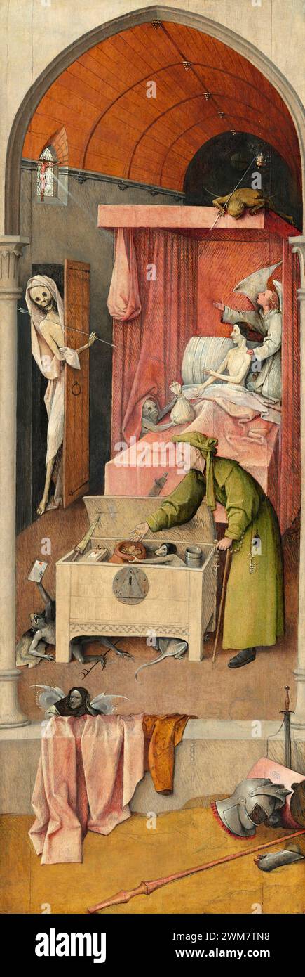 La mort et le miser. Hieronymus Bosch. c. 1485/1490. Banque D'Images