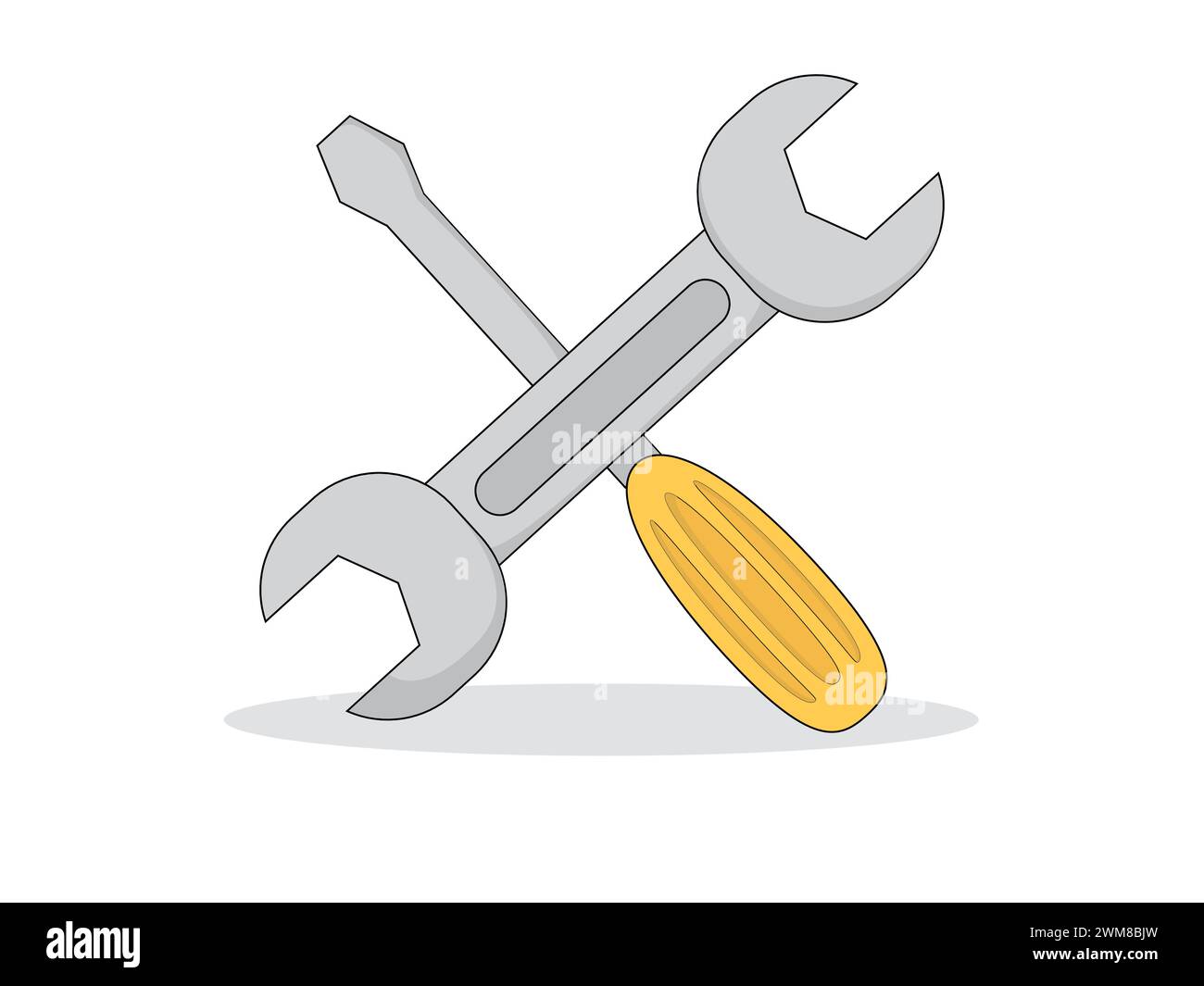 Symbole d'illustration d'art icône d'objet outils de travail conçoivent le logo de travailleur pratique de la clé Illustration de Vecteur