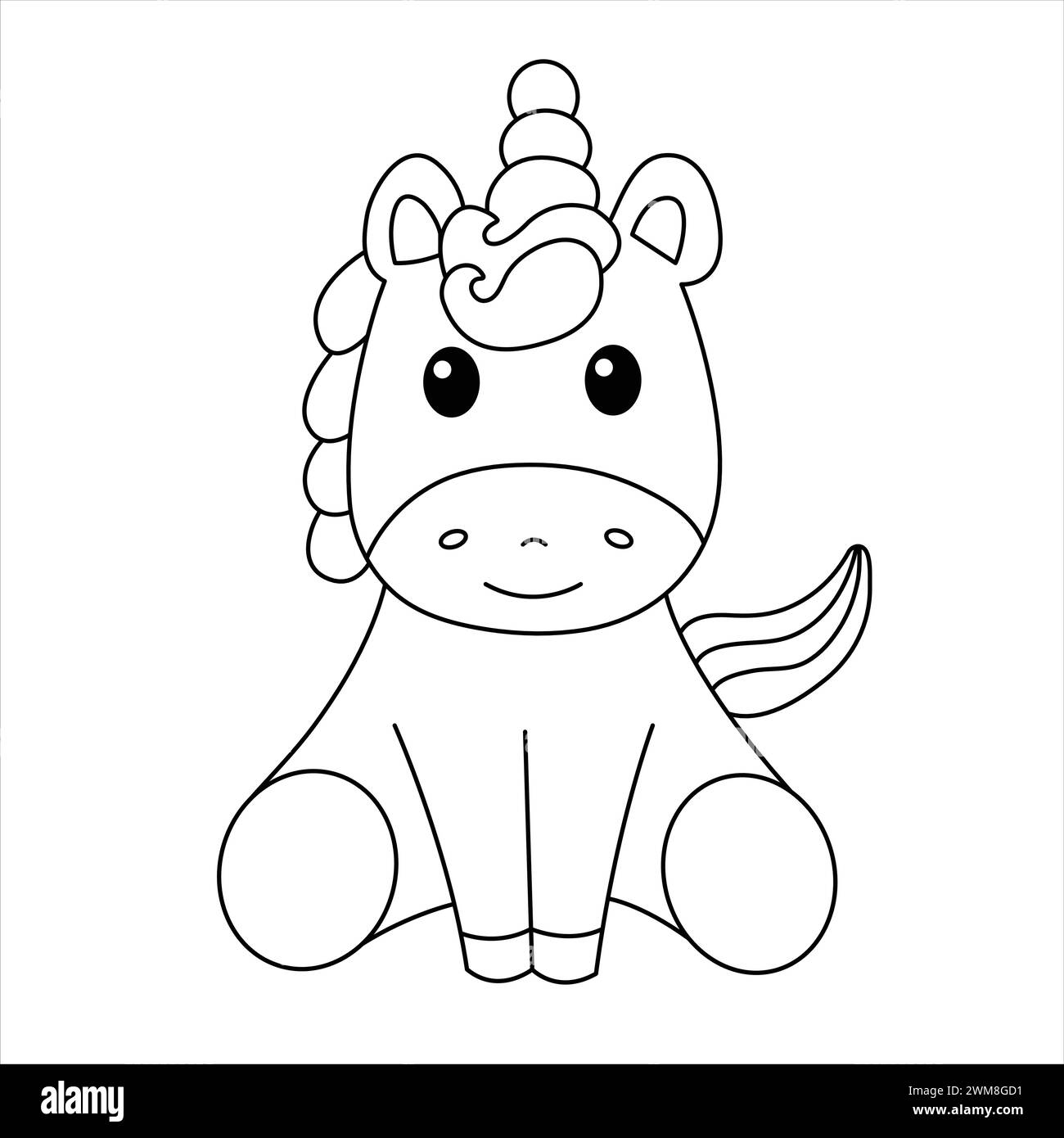Belle page de coloriage licorne pour les enfants. Illustration de licorne magique. Rainbow Unicorn Fantasy personnage Illustration de Vecteur