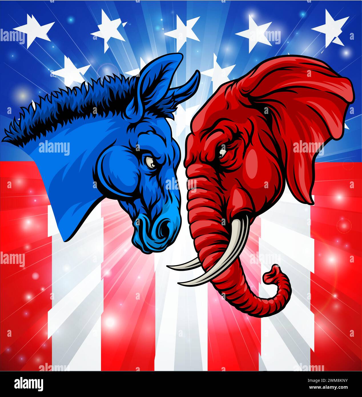 Parti électoral républicain démocrate politique Illustration de Vecteur