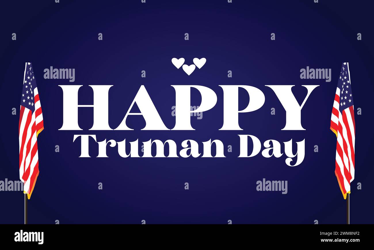 Happy Truman Day texte élégant avec design d'illustration de fond de drapeau des états-unis Illustration de Vecteur