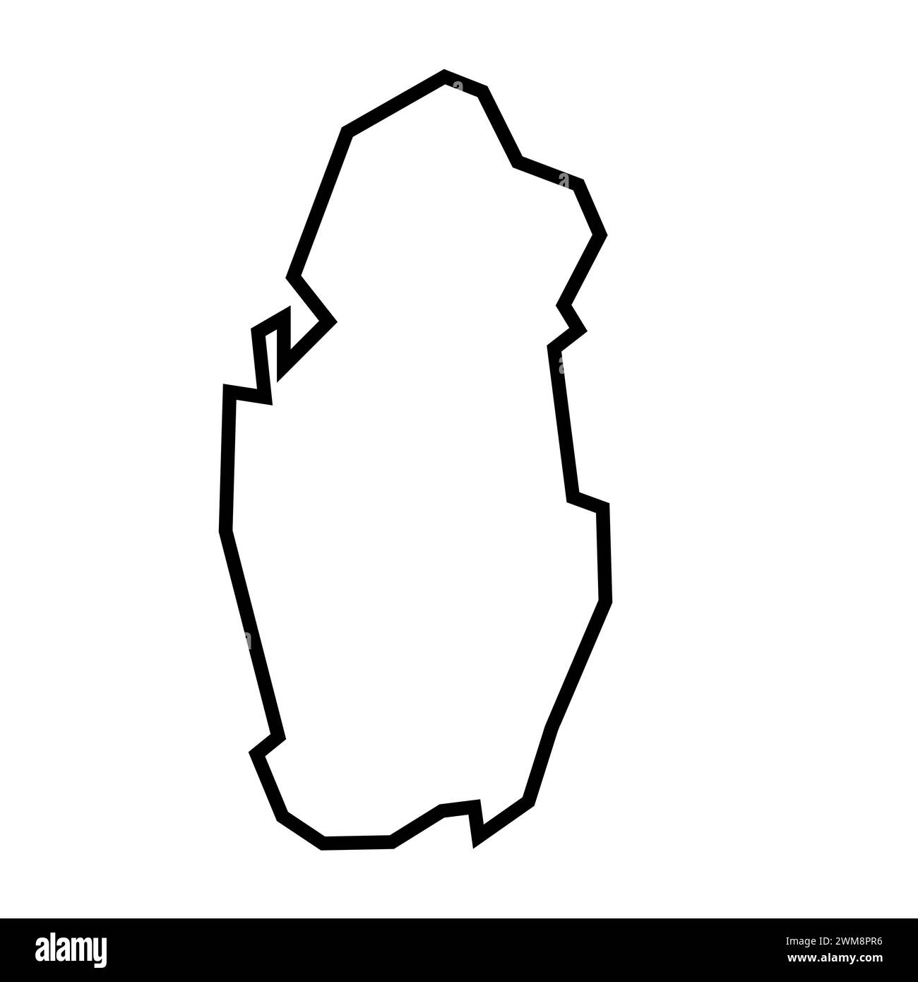 Qatar Country silhouette de contour noir épais. Carte simplifiée. Icône de vecteur isolé sur fond blanc. Illustration de Vecteur