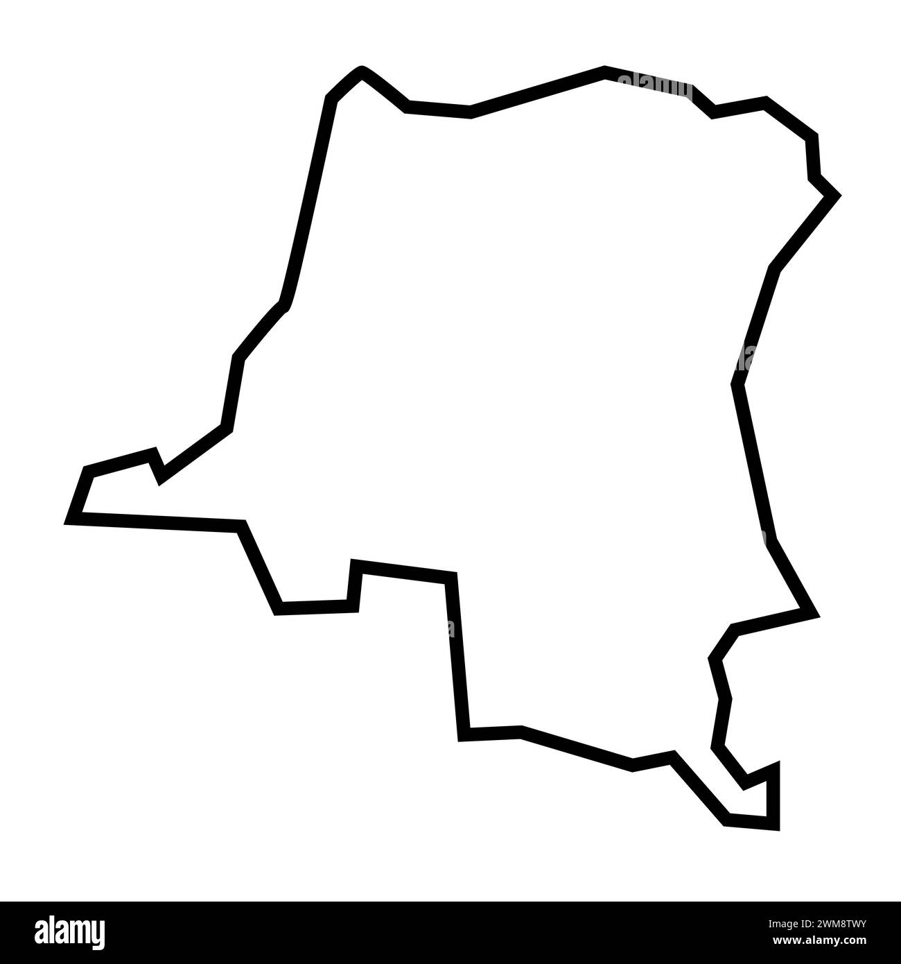 République démocratique du Congo pays épaisse silhouette de contour noir. Carte simplifiée. Icône de vecteur isolé sur fond blanc. Illustration de Vecteur République démocratique du Congo pays épaisse silhouette de contour noir. Carte simplifiée. Icône de vecteur isolé sur fond blanc. Illustration de Vecteur