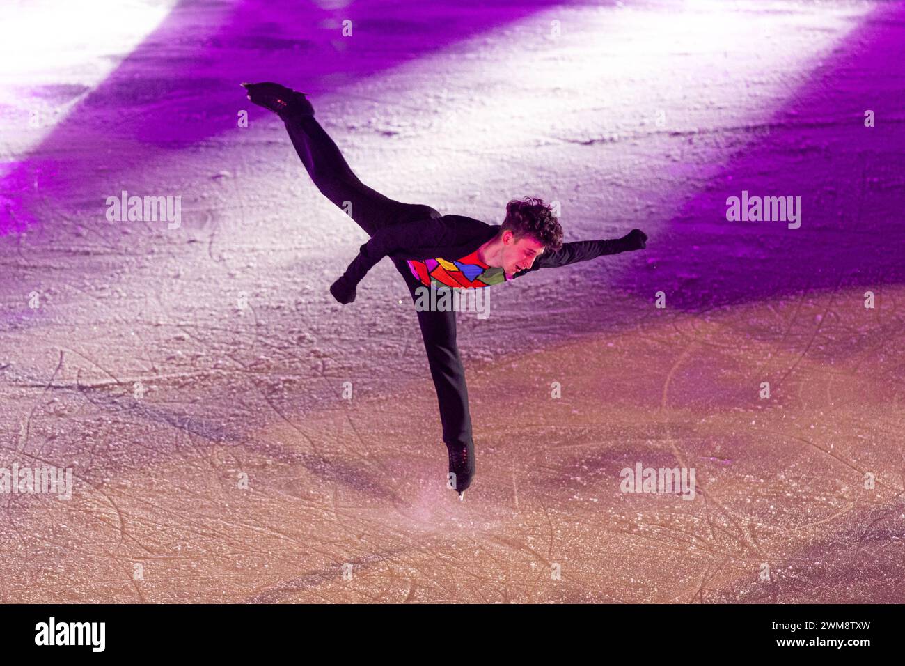 Turin, Italie, samedi 24 février 2024. Lukas Britschgi pendant les lumières sur U à PalaVela, RoadTO2025. Crédit : Mattia Martegani/Alamy Live News Banque D'Images