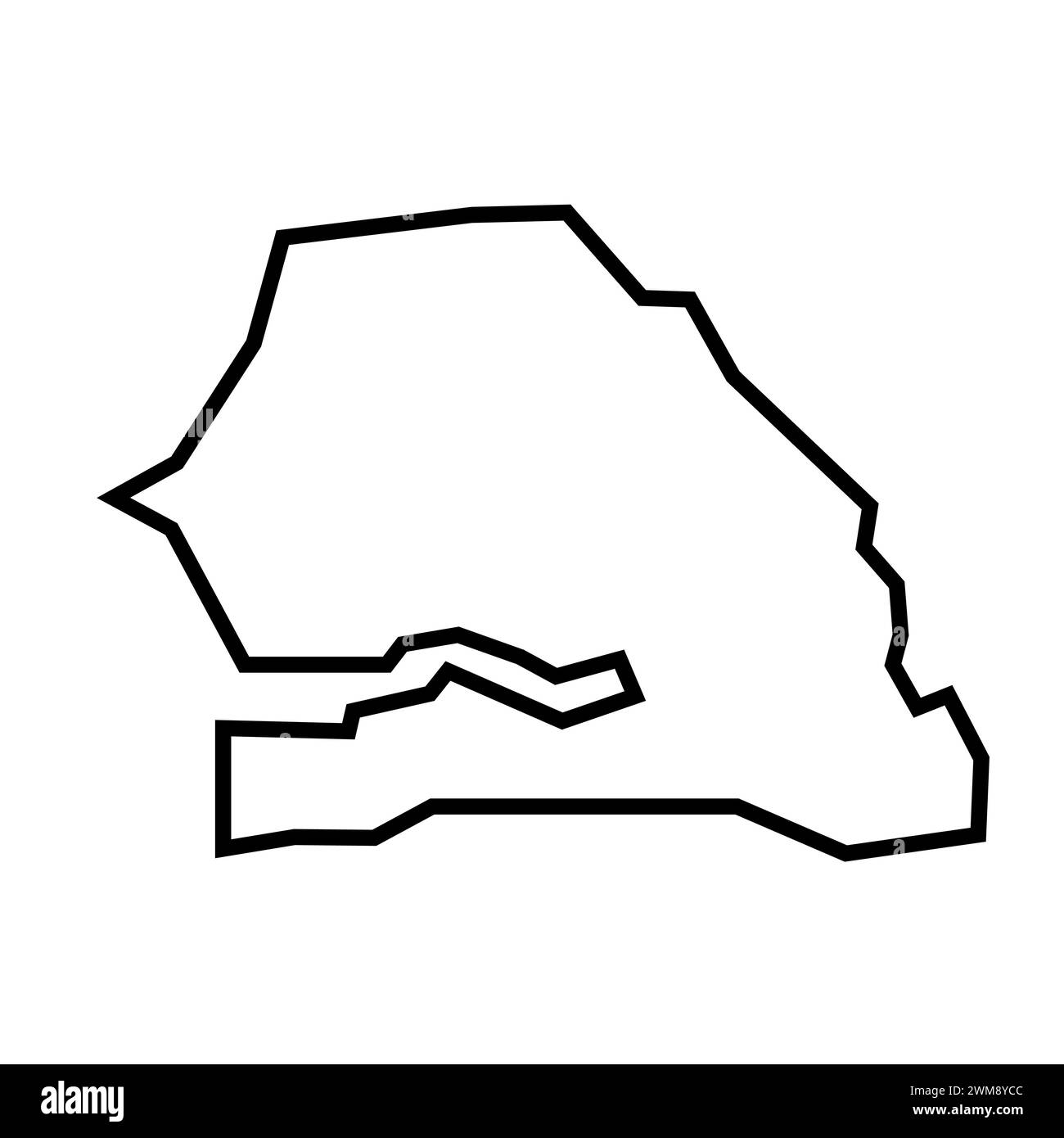 Sénégal pays épais silhouette de contour noir. Carte simplifiée. Icône de vecteur isolé sur fond blanc. Illustration de Vecteur