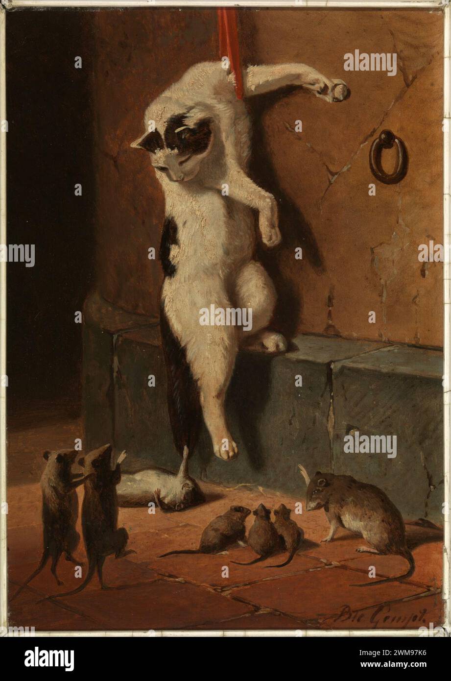 Bernard te Gempt - Kat rencontre muizen. Banque D'Images