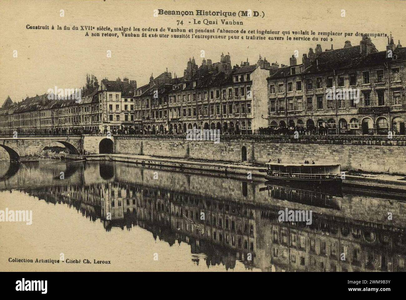 Besançon, le quai Vauban au début du XXe siècle. Banque D'Images