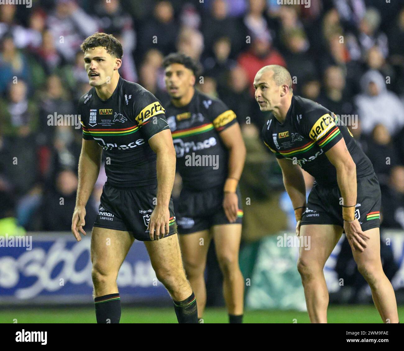 Nathan Cleary de Penrith Panthers, lors du match du World Club Challenge 2024 Wigan Warriors vs Penrith Panthers au DW Stadium, Wigan, Royaume-Uni, 24 février 2024 (photo de Cody Froggatt/News images) Banque D'Images