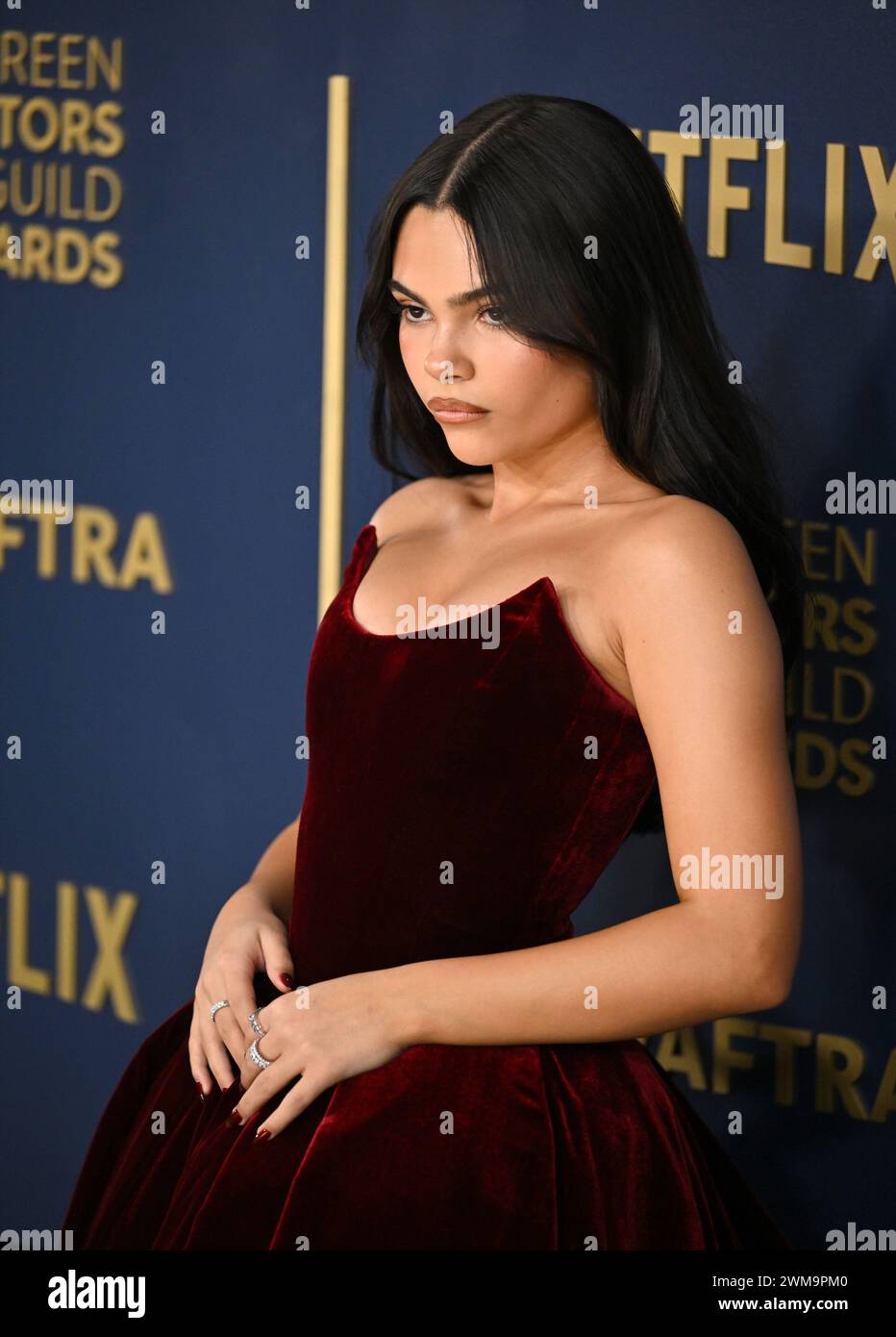 Los Angeles, États-Unis. 24 février 2024. Ariana Greenblatt assiste à la 30e édition annuelle des SAG Awards au Shrine Auditorium and Expo Hall de Los Angeles, Californie, le samedi 24 février 2023. Photo de Chris Chew/UPI crédit : UPI/Alamy Live News Banque D'Images