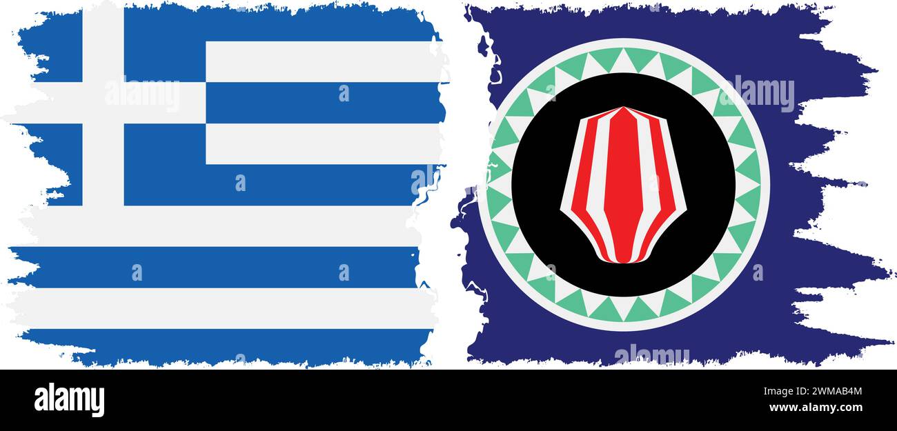 Bougainville et Grèce grunge drapeaux connexion, vecteur Illustration de Vecteur