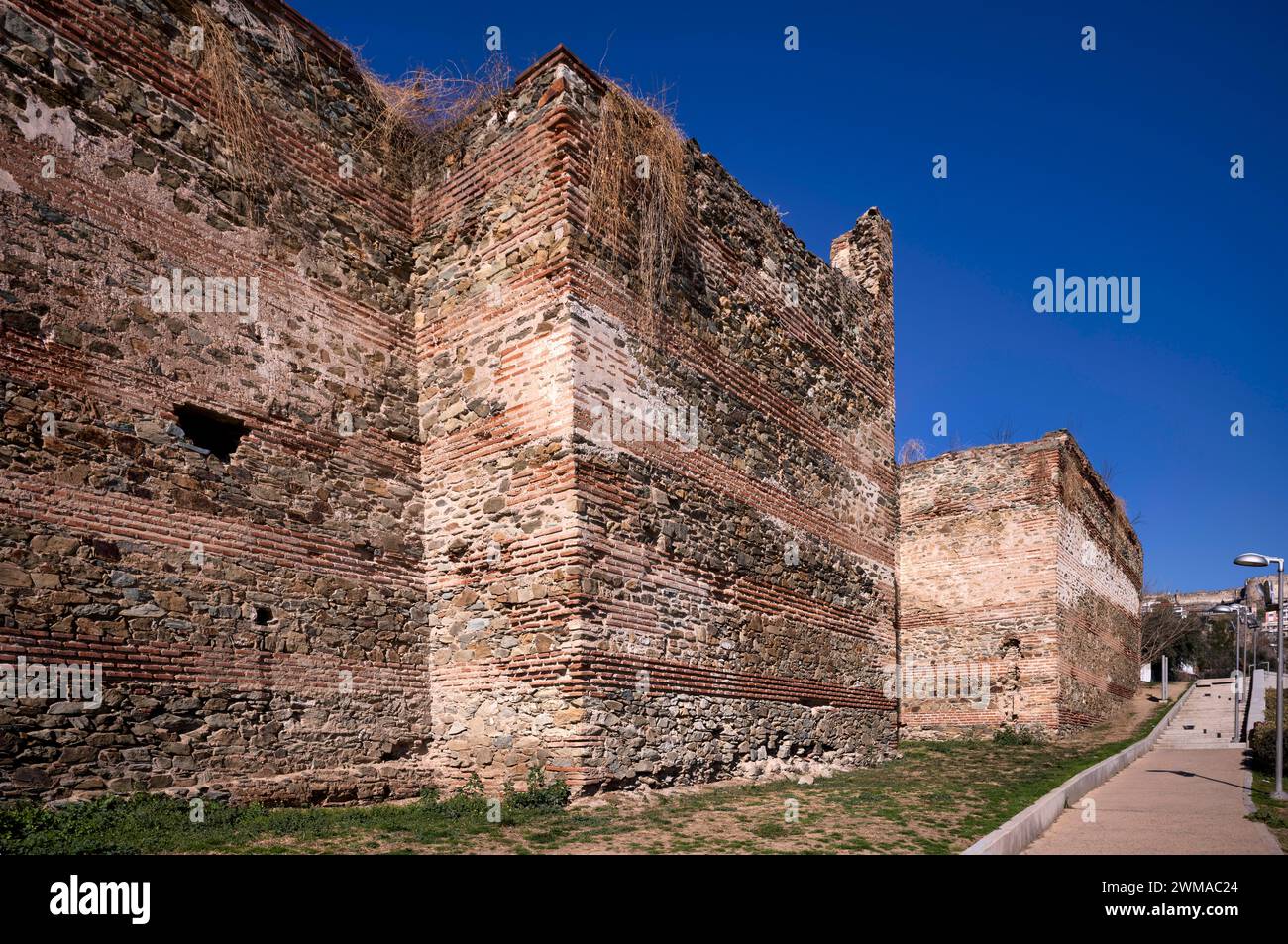 Mur de la ville byzantine orientale, Acropole, vieille ville, haute ville, Thessalonique, Macédoine, Grèce Banque D'Images