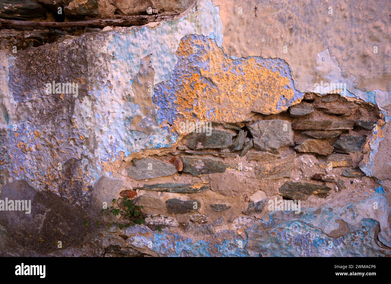 Mur, altéré, peinture, pelage, Acropole, Heptapyrgion, forteresse, citadelle, Thessalonique, Macédoine, Grèce Banque D'Images