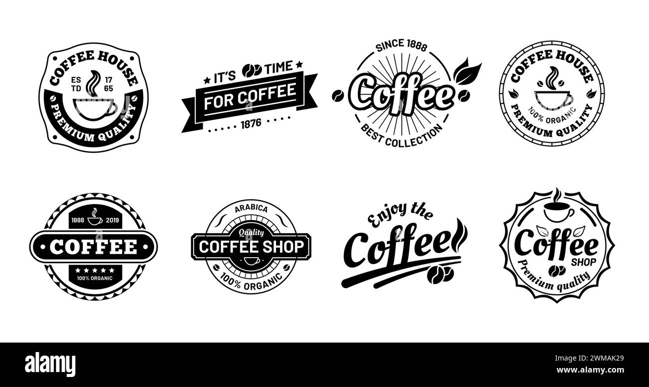 Badges de café. Autocollant de tampon de logo CAFE. Vecteur de café Illustration de Vecteur