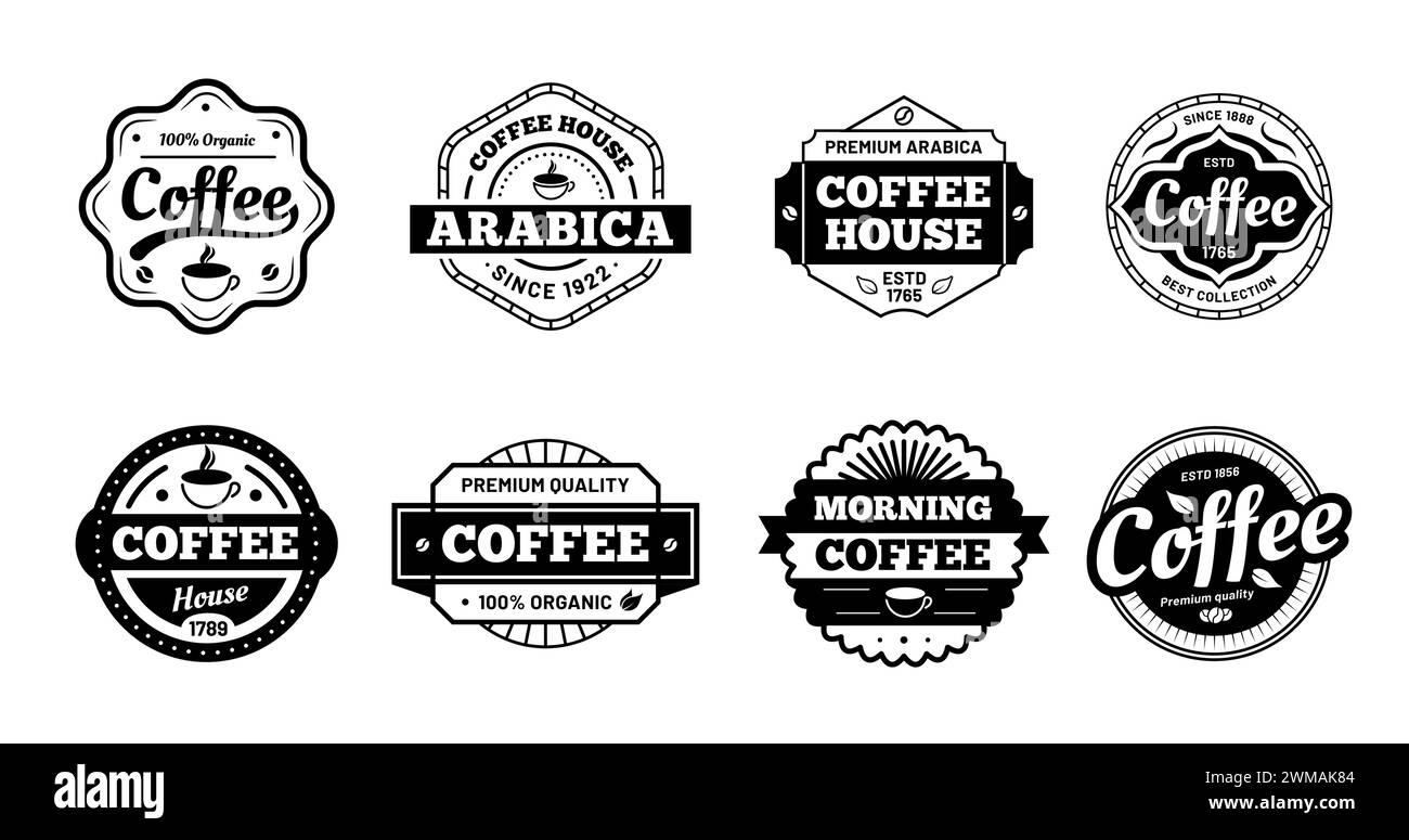 Badges de café et design d'étiquette, signe café vintage Illustration de Vecteur