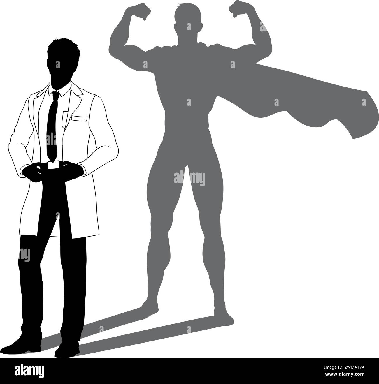Super-héros Biologiste Super Hero Shadow Silhouette Illustration de Vecteur