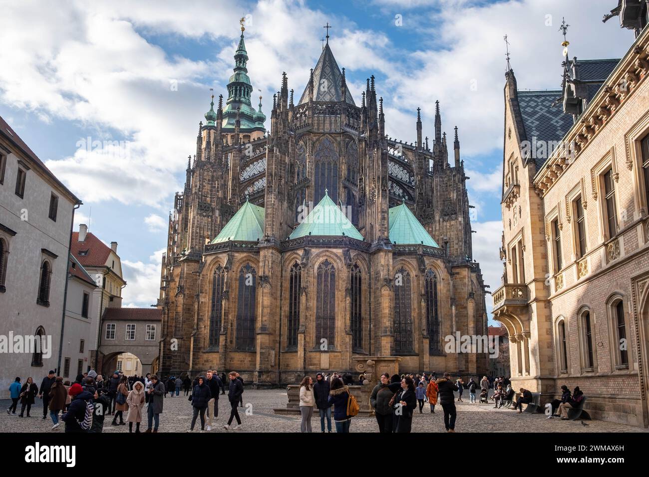 Prague, République Tchèque - janvier 2024 : le parfait Cathédrale Vitus à Prague. Banque D'Images