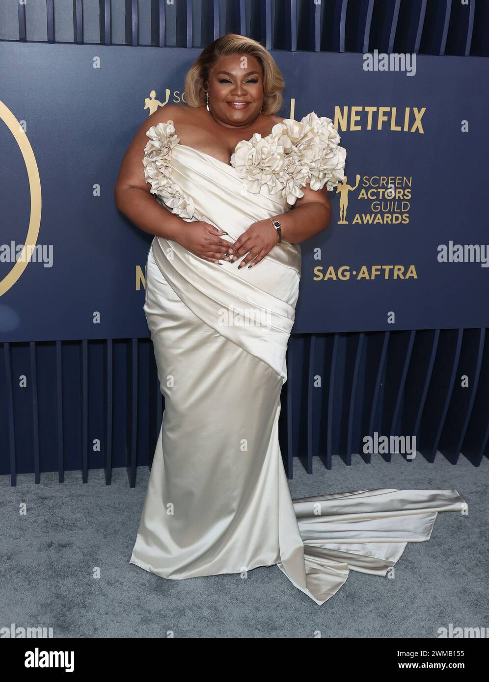 LOS ANGELES, CALIFORNIE, ÉTATS-UNIS - 24 FÉVRIER : da'Vine Joy Randolph portant une robe Valdrin Sahiti, des chaussures Steve Madden, une montre Omega et les bijoux Irene Neuwirth arrive à la 30e cérémonie annuelle Screen Actors Guild Awards qui se tient au Shrine Auditorium and Expo Hall le 24 février 2024 à Los Angeles, Californie, États-Unis. (Photo de Xavier Collin/image Press Agency) Banque D'Images