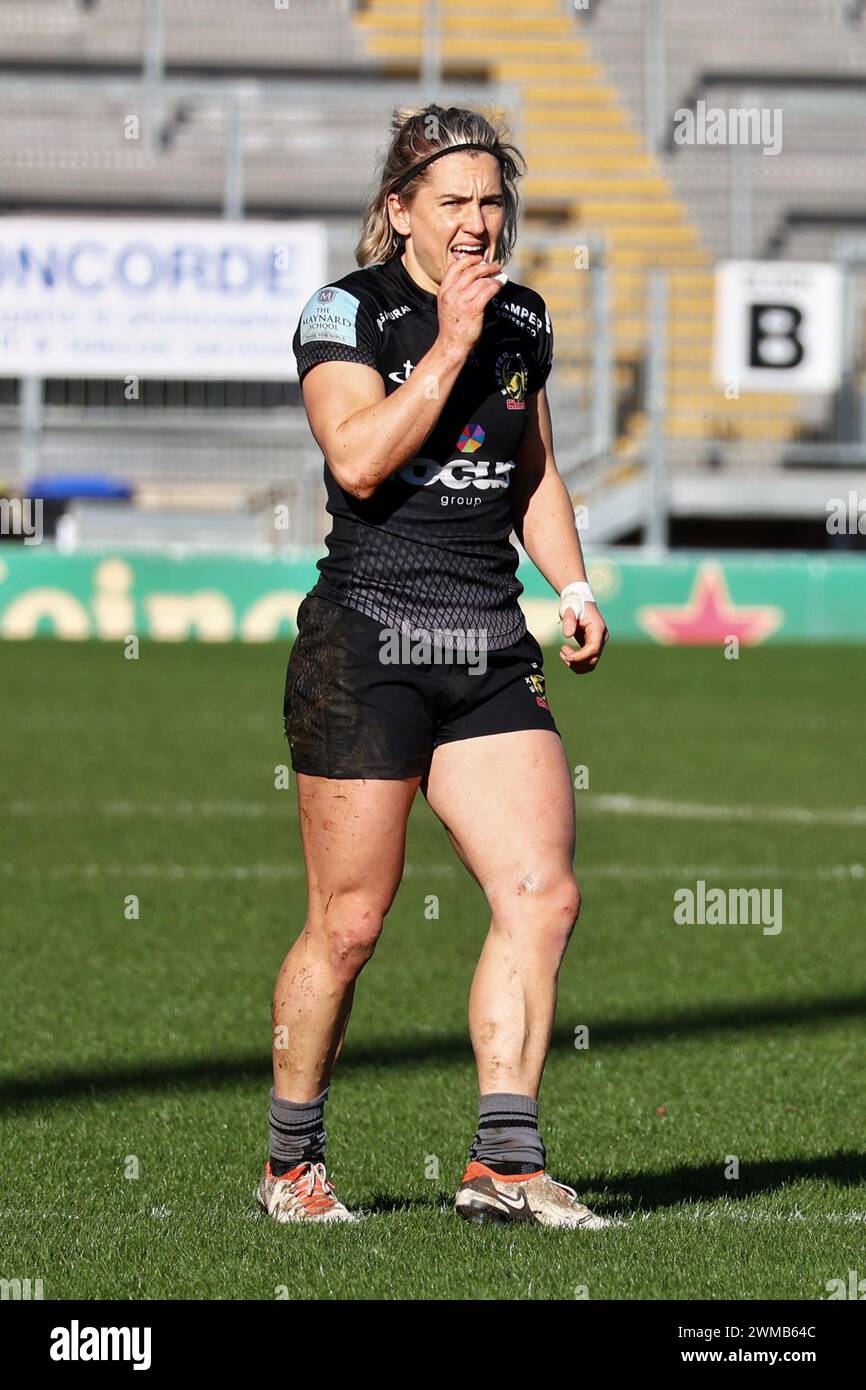 Exeter, Devon, Royaume-Uni. 24 février 2024. Allianz Premiership Women's Rugby : Exeter Chiefs v Harlequins Women at Sandy Park, Exeter, Devon, Royaume-Uni. Photo : Claudia MacDonald crédit : Nidpor/Alamy Live News Banque D'Images