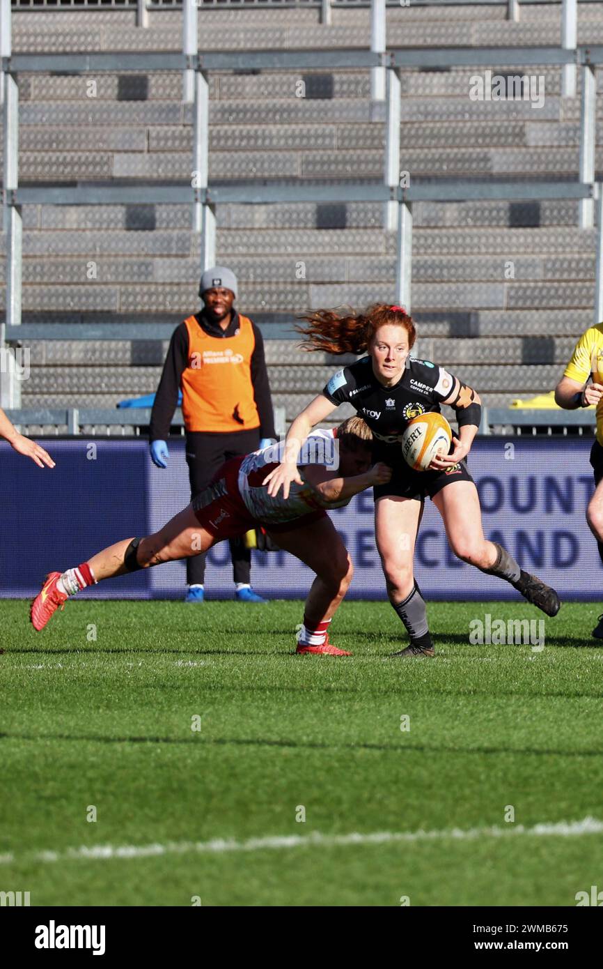 Exeter, Devon, Royaume-Uni. 24 février 2024. Allianz Premiership Women's Rugby : Exeter Chiefs v Harlequins Women at Sandy Park, Exeter, Devon, Royaume-Uni. Photo : Alex Tessier s'est attaqué au crédit : Nidpor/Alamy Live News Banque D'Images