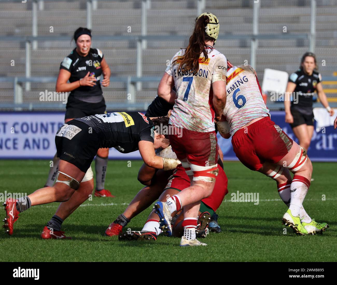 Exeter, Devon, Royaume-Uni. 24 février 2024. Allianz Premiership Women's Rugby : Exeter Chiefs v Harlequins Women at Sandy Park, Exeter, Devon, Royaume-Uni. Photo : crédit : Nidpor/Alamy Live News Banque D'Images