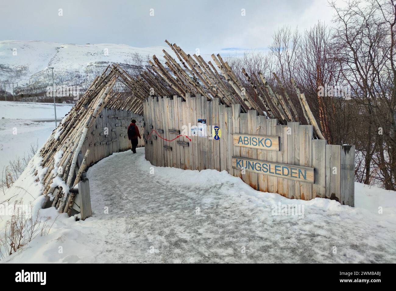 Entrée en bois à la gorge dans le parc national d'Abisko, Suède Banque D'Images