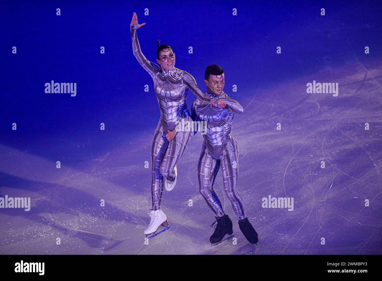 Turin, Italie, Italie. 24 février 2024. Italie, Turin 24 février 2024 PalaVela .'Lights on U'' show pour les Jeux mondiaux universitaires d'hiver de Turin 2025.Charlene Guignard-Marco Fabbri (Credit image : © Tonello Abozzi/Pacific Press via ZUMA Press Wire) USAGE ÉDITORIAL SEULEMENT! Non destiné à UN USAGE commercial ! Banque D'Images