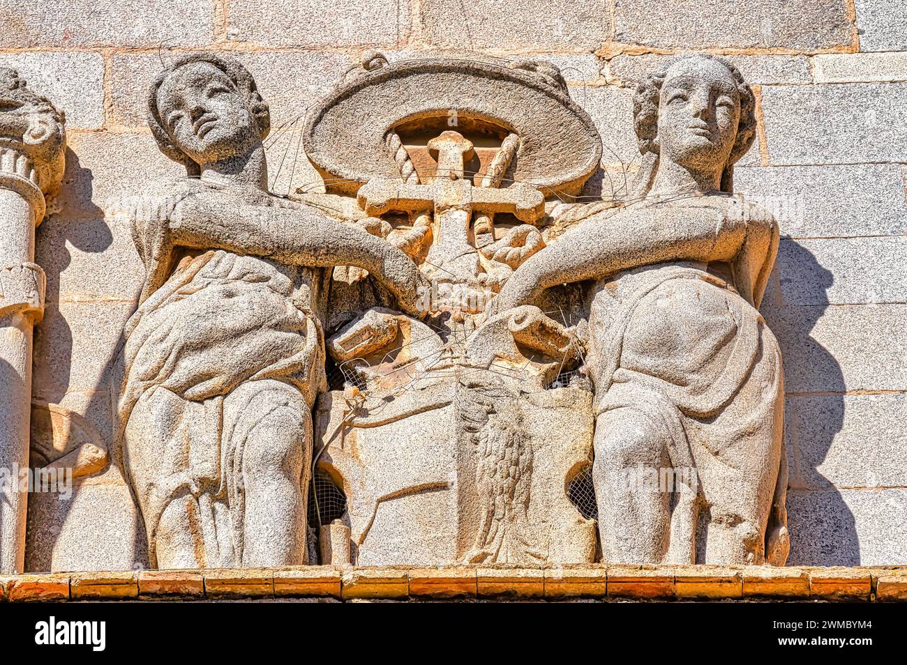 Sculptures religieuses en pierre, Tolède, Espagne Banque D'Images