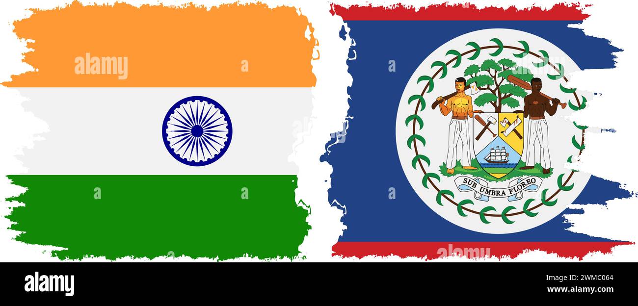 Belize et Inde grunge drapeaux connexion, vecteur Illustration de Vecteur