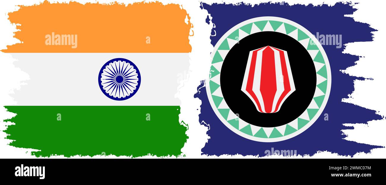 Bougainville et Inde grunge drapeaux connexion, vecteur Illustration de Vecteur