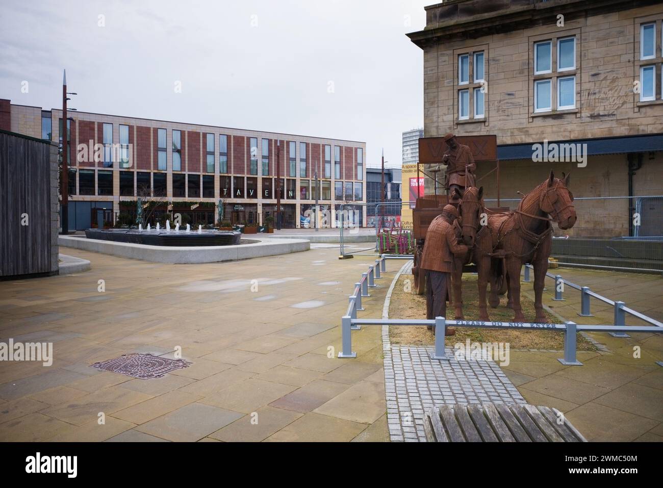 Illustration montrant l'équipe de dray de Vaux en fer à Keel Square à Sunderland Banque D'Images
