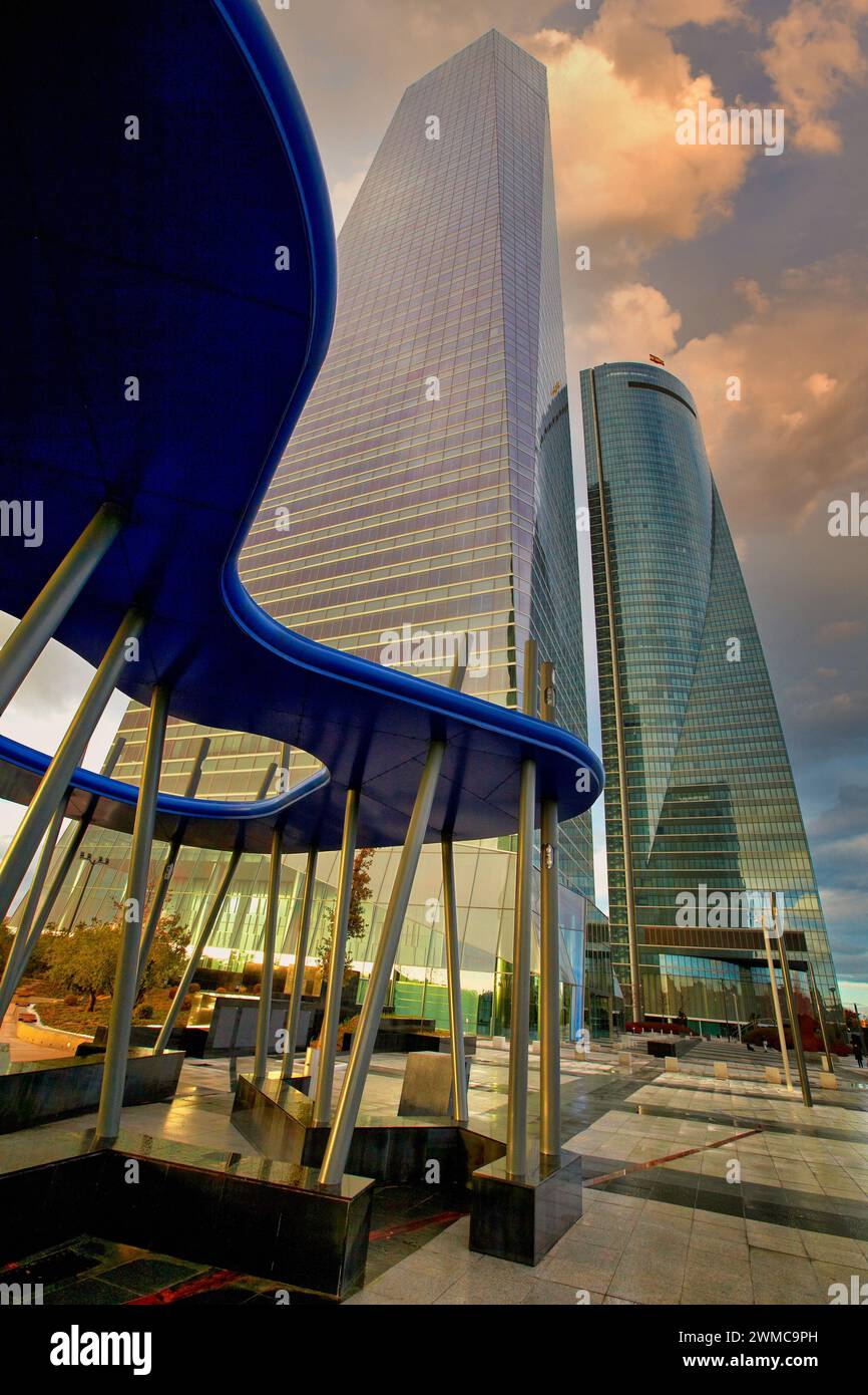 Torre de Cristal y Torre Espacio, CTBA, quartier des affaires de Cuatro Torres, Madrid, Espagne, Europe Banque D'Images