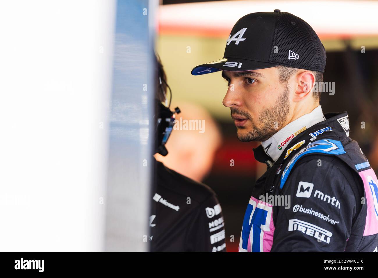 MANAMA, BAHREÏN, circuit international de Bahreïn, 23 février 2024 : le Français Esteban Ocon et l'écurie BWT Alpine F1 Team lors des essais de formule 1 à Bahreïn Banque D'Images